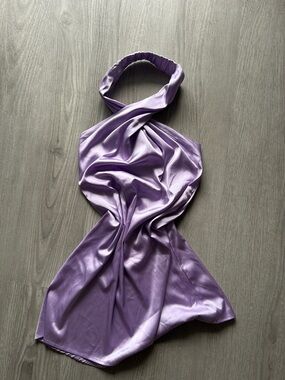 Backless Halter Satin Dress in Lavender